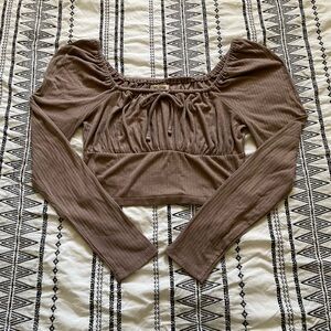 Madewell | Light Brown Cropped Long Sleeve Top Size Medium